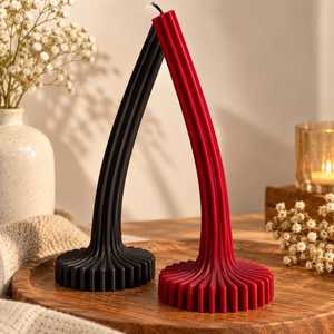 Vela Decorativa Acanalada Esculpida con Tallo Largo, Vela Moderna Curvada, Candelabro Decorativo para el Hogar, Regalo, Venta al por Mayor, Hecho a Mano - Product Image 5