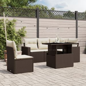 Ensemble de canapés de jardin modulaires en rotin PE brun, 6 pièces, design modulaire - Product Image 1