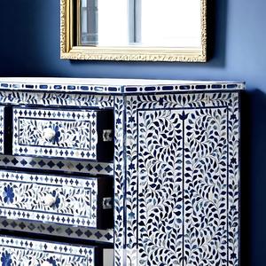 Cajón con Incrustaciones de Hueso de ILAHI, Diseño Moderno con Detalles de Ágata, Mueble Portátil para el Hogar - Product Image 5