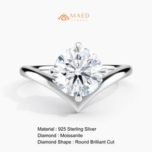 925 Sterling <b>Silver</b> Round Moissanite Engagement <b>Ring</b> mossonite Diamond Bridal Jewelry Women USA Luxury <b>Ring</b> - Product Image 6