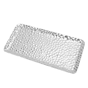 Hammered Stainless Steel Serving <b>Tray</b> with Handles <b>Rectangular</b> <b>Mirror</b> Polished Metal Food Platter for Hotel Buffet Restaurant - Product Image 4