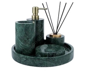 Stone Era Indian Green Marble Luxury Eco-Friendly <b>Bathroom</b> <b>Set</b> Modern Minimalist <b>Accessories</b> Perfect for Home Resort <b>Bathrooms</b> - Product Image 1