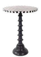 Table basse ronde à motif noir et blanc, table d'appoint, structure en métal, plateau en marbre, mobilier moderne pour salon