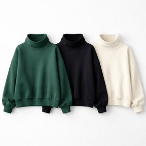 Sudadera Personalizada de Cuello Alto 100% Algodón Transpirable y Ecológica para Mujer - Venta al por Mayor Directa de Fábrica, Pedidos al por Mayor, Fabricante OEM - Product Image 5