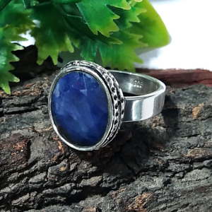 Natural Blue Sapphire Gemstone <b>Ring</b>, 925 Sterling <b>Silver</b> Faceted Gemstone <b>Ring</b>, <b>Statement</b> <b>Rings</b>, Handmade Jewelry - Product Image 4