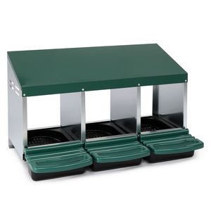 Cestello Nido per Galline Ovaiole a 3 Scomparti in Plastica Verde, Tipo H, per Pollaio - Product Image 1