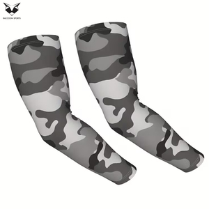 Mangas de brazo grises con gráficos de alta elasticidad, personalizadas, de última tendencia, para adultos, del proveedor principal de ropa deportiva para exteriores con protección UV Pro-Fit. - Product Image 2