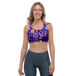 Soutien-gorge de sport pour femme à imprimé floral, dos nageur, col ras du cou, maintien moyen, pour yoga et activités sportives, respirant, en Spandex et Polyester - Product Image 4