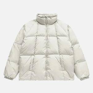 Blouson matelassé noir à capuche pour homme, col montant, écologique, rembourré en polyester, coupe-vent, fermeture éclair, décontracté, hiver, coupe ample - Product Image 2