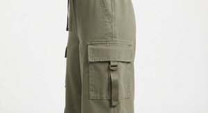 PANTALONS CARGO PREMIUM VERT OLIVE, Coupe Classique, 100% Coton Sergé, Style Urbain, Taille Élastique, Respirant, Léger, Décontracté - Product Image 3