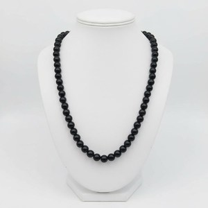 Collar de Cuentas de Ónix Negro Natural de 8x8mm con Gancho, Collar de Cuentas de Ónix Negro de 21 Pulgadas para Mujer, Regalos de Joyería - Product Image 1