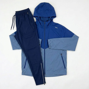 Custom Logo Eco-friendly Lightweight Men Streetwear Hooded Windbreaker Tracksuit Set <b>Zip</b>-<b>Up</b> <b>Jacket</b> Jogger Pants Sportswear - Product Image 1