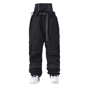 Pantalon cargo harem taille haute pour homme avec cordon de serrage, plusieurs poches, style workwear, tissu toile gris foncé - Product Image 2