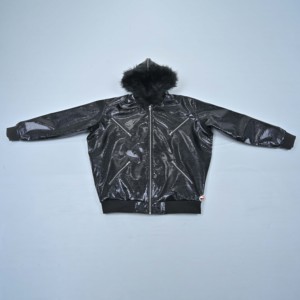 High Quality OEM <b>Mens</b> <b>Black</b> Genuine Leather Bomber Jacket Zipper Closure Moto Style Winter Windproof Thick Embossed Finish Front - Product Image 5