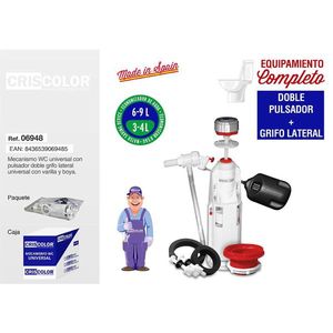 Valvola di Scarico Universale Criscolor per WC, Doppio Scarico 6-9L con Rubinetto Laterale, Set Completo - Product Image 1