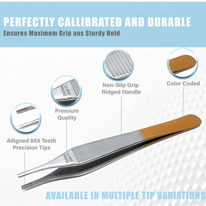 ชุดคีมผ่าตัดอัดสัน 2 ชิ้น คุณภาพพรีเมียม เกรดทางการแพทย์ ทำจากเหล็กกล้าไร้สนิม 11 นิ้ว แบบตรงและแบบโค้ง พร้อมรหัสสี  แบบใช้มือ สีน้ำตาล - Product Image 3