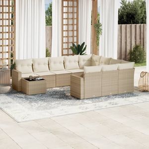 Ensemble de canapés de jardin en polyrotin beige de grande taille avec housses amovibles - Product Image 1