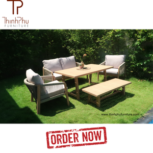 Luxury Contemporary <b>Foldable</b> Acacia Wood Eco-friendly Teak Wood Frame Outdoor Furniture Set <b>Garden</b> Sofa Dining <b>Table</b> Chair for - Product Image 5