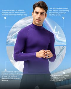 Quick Dry Spandex Nylon Rash Guard <b>Men</b> Compression Shirt <b>Turtle</b> <b>Neck</b> Long Sleeve MMA Rash Guard For Gym Training Running Cycling - Product Image 4