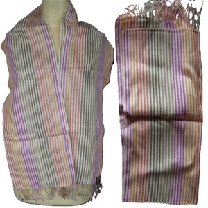 Châle rayé en fil teint pour femme, longueur moyenne, décontracté, toutes saisons, usage quotidien - Product Image 3