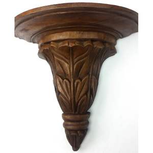 Étagère murale flottante en bois sculpté, design antique vintage traditionnel, supports muraux en bois, étagères corbeaux pour la maison - Product Image 3