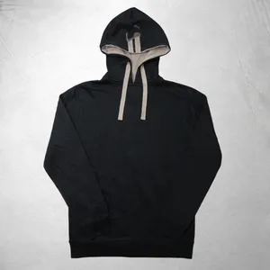 Sweat à capuche zippé noir pour homme, doublure beige unie, tailles M-XXL - Product Image 6