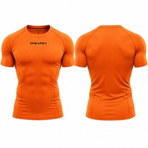 <b>Men</b> <b>Compression</b> T <b>Shirt</b> Orange Short Sleeve Athletic Gym Training Sportswear Custom Logo Fitness Running Workout <b>Shirt</b> - Product Image 1