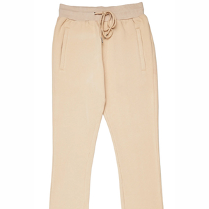 Pantalon de survêtement beige pour homme, taille élastique, poches latérales, style décontracté pour l'automne, en coton tricoté respirant, poids moyen - Product Image 6
