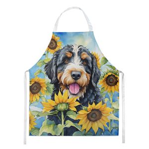 Bernedoodle Sunflowers Unisex Large Multicolor <b>Apron</b> for <b>Cooking</b> Baking Crafts Gardening-for Adults and Seniors - Product Image 1