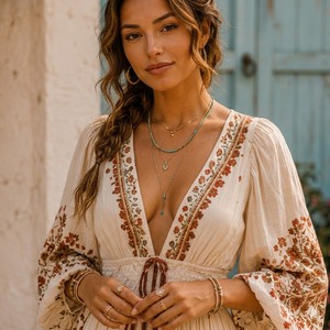Women <b>Boho</b> Print Maxi <b>Dress</b> Cotton Viscose Breathable Anti-Pilling Long <b>Summer</b> <b>Dress</b> - Product Image 2