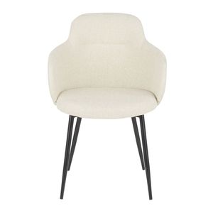 Chaise industrielle Boyne en métal noir et tissu crème, chaises de salle à manger élégantes - Product Image 5