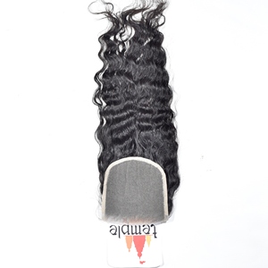 Extensiones de Cabello Humano Virgen Indio 100% Sin Procesar, Ondulado Profundo, Color Negro Natural, para Trenzas, con Cierre 5x5 - Product Image 3