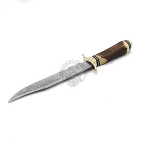 Nouvelle édition haut de gamme : Couteau de chasse Damas fait main, le meilleur couteau Bowie de camping ultra-affûté pour collectionneur, avec manche en bois de cerf et lame fixe. - Product Image 5