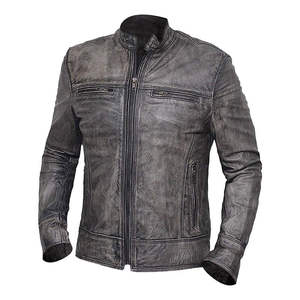 Chaqueta de Cuero Vintage Estilo Biker para Hombre, Personalizada, de Primera Calidad, al por Mayor, Chaqueta de Cuero Desgastada Estilo Cafe Racer OEM - Product Image 2