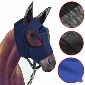 Masque anti-mouches pour chevaux, doux, extensible, protection UV, confortable, avec oreilles, respirant, élastique, avec couvre-yeux en maille - Product Image 4