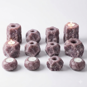 Support de bougie en pierre naturelle sculptée à la main en quartz fraise, pierre précieuse agate, pour la guérison, vente en gros - Product Image 2