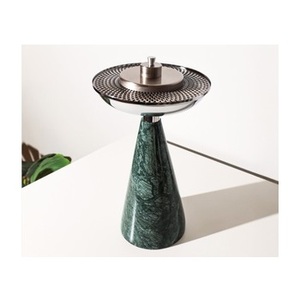 Brûleur d'encens conique en résine, améthyste violette royale et perle – Support à Bakhoor en maille chromée polie - Product Image 2