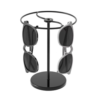 Moderno Expositor de Gafas Plegable de Metal Dorado y Negro Brillante, Ecológico, con 2 Ranuras para Gafas de Sol - Product Image 1