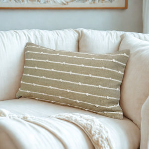 Funda de Cojín Tejida con Patrón de Espiga y Rayas, Funda Decorativa de Lujo para Cojín Lumbar para Sofá y Sala de Estar - Product Image 5