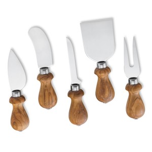 Juego de Cuchillos para Queso de Acero Inoxidable Premium con Mango de Madera, Accesorios para Tabla de Charcutería con Logotipo Personalizado, Rebanador, Cortador y Esparcidor - Product Image 2