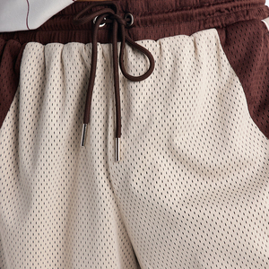 Shorts Bermuda en maille pour homme, personnalisables, avec bande latérale, taille à cordon de serrage, respirants, style sport décontracté, shorts en maille vierges pour homme - Product Image 4