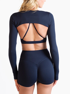 <b>Women</b> Open Front Cropped <b>Shrug</b> Long Sleeve Bolero Top Workout Yoga Fitness Sportswear Stretch Activewear Custom - Product Image 3