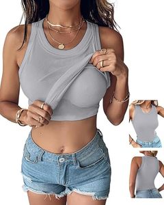 Camiseta sin mangas personalizada para mujer, tejida, cuello redondo, sin mangas, informal, transpirable, de spandex y poliéster, estilo crop top, corta. - Product Image 2