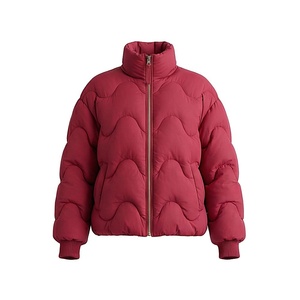 Hooded Quilted Waterproof <b>Bubble</b> Jacket Black Full Sleeve Winter Windproof Cotton Shell Knitted Fabric Polyester Filling Stand - Product Image 1