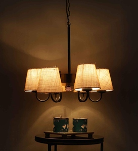 <b>Modern</b> Fabric Shade Chandelier <b>Black</b> Metal Hanging Pendant <b>Light</b> Contemporary <b>Ceiling</b> Lamp Nordic Indoor Lighting Fixture - Product Image 6