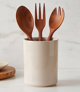 Elegante Juego de Cuchara y Tenedor de Madera con Mangos de Metal Plateado, Cubiertos Reutilizables para Mesa de Boda, Uso en Hoteles y Campamentos - Product Image 3