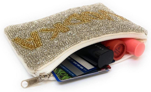 Porte-monnaie perlé VODKA Or, style bohème mignon, en toile, avec fermeture éclair, pour l'été, pochettes, pochettes à main, cadeau pour meilleure amie par MD HANDICRAFTS - Product Image 2