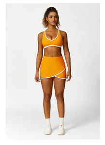 <b>Women</b> 2 Piece Yoga Set High Waist <b>Shorts</b> Crisscross Straps Asymmetric Design Sweat Wicking Sport Wear Solid Color Workout Outfit - Product Image 2