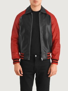 <b>Mens</b> Walton Biker Varsity <b>Leather</b> <b>Jacket</b> - Product Image 1