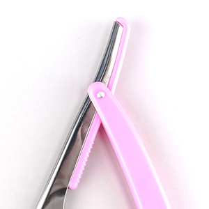 Rasoir droit pliable professionnel, lame en acier inoxydable, manche en plastique, lame unique réutilisable, outil de rasage pour le visage, outil de barbier - Product Image 3